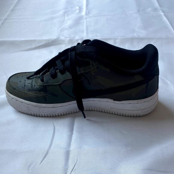 Nike Air Force 1 AF1 Black Olive Brown Green White Sole Size Youth 4 - Picture 8 of 10